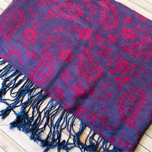 100 Pashmina Purple/Blue Paisley Print Women's Shawl Scarf Wrap Rebozo Boho Chic